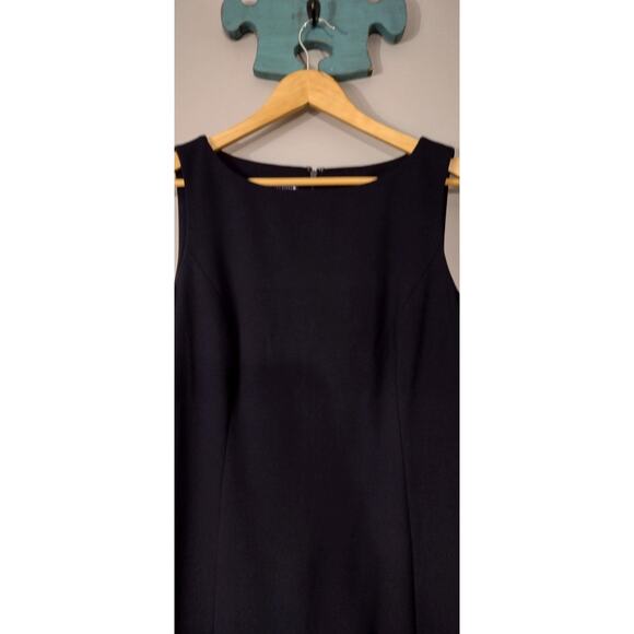 TALBOTS Sleeveless Flounce Dress Stretch Floral Trim Navy Size 8 - Picture 5 of 16